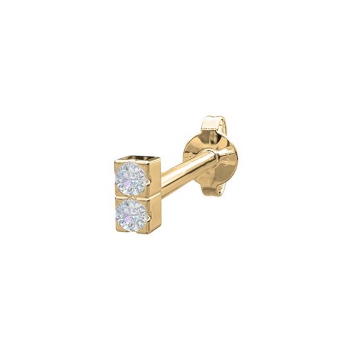 Piercing smykker - Pierce52 ørestik i 14kt. guld m. 2 diamanter lodret